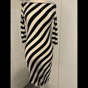 TORY BURCH navy and cream stripped dress size M
